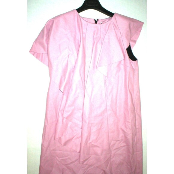 New Womens 8 NWT Designer MSGM Pink Wool Dress 44 Italy Ruffle Drape Pockets Blu - Picture 9 of 12